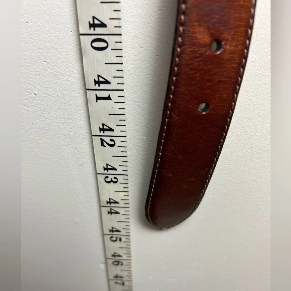 Handcrafted In Italy Men Belt 38/95 Brown Genuine Leather Cowboy Ranch western
